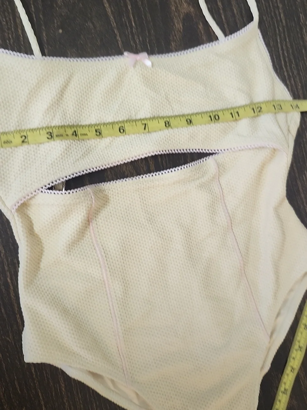 Frankies Bikinis Julianne Waffle Cheeky One Piece Swimsuit in Cream Sz L. NWT